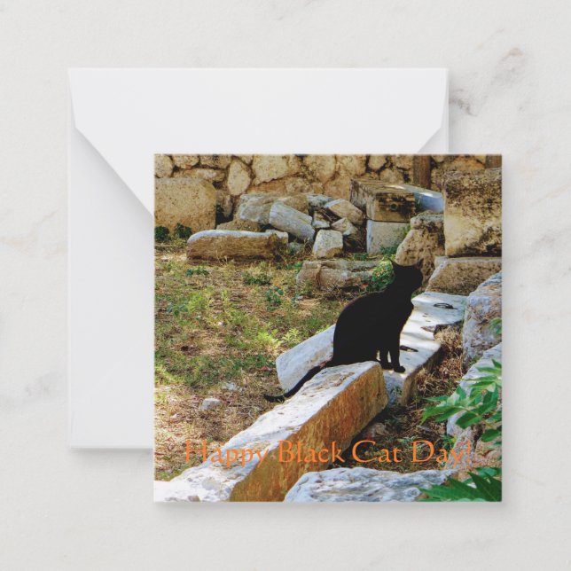 Alles Gute zum Schwarzen Katze Tag! Mitteilungskarte (Vorderseite)