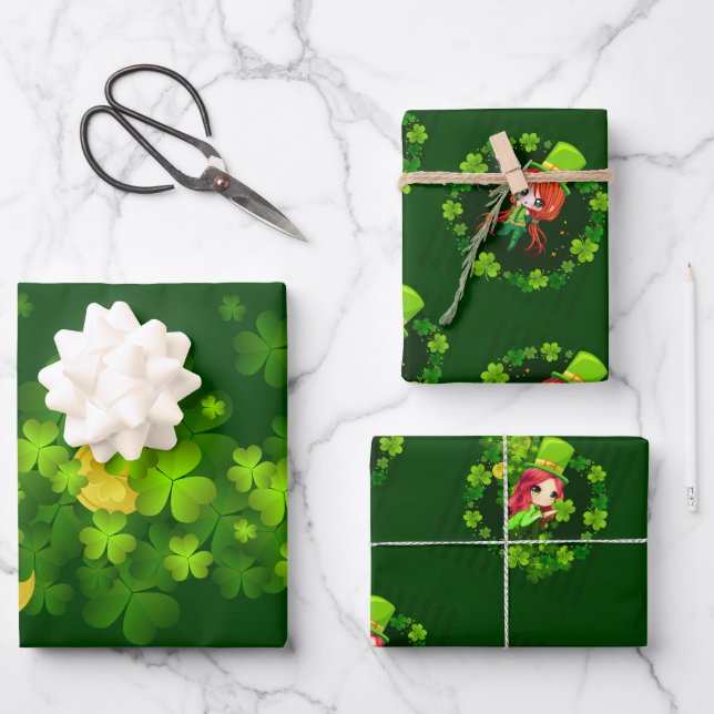 Alles Gute zum St. Patrick's Day. Geschenkpapier Set (Vorderseite)