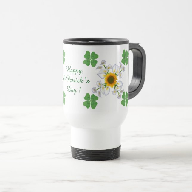 Alles Gute zum St. Patrick's Day ! Klee mit Calla Reisebecher (VorderseiteRechts)