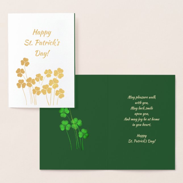 Alles Gute zum St. Patrick's Day. Kleeblatts Luxur Folienkarte (Anzeige)