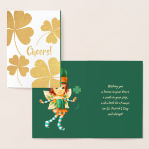 Alles Gute zum St. Patrick's Day. Little Fairy Iri Folienkarte