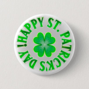 Alles Gute zum St. Patrick's Day! Vintages Kleebla Button