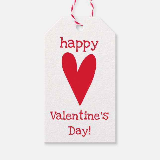 Alles Gute zum Valentinstag! Rotes Herz Geschenkanhänger (Vorderseite)