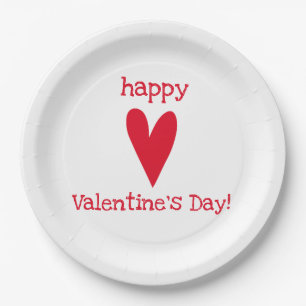 Alles Gute zum Valentinstag! Rotes Herz Pappteller