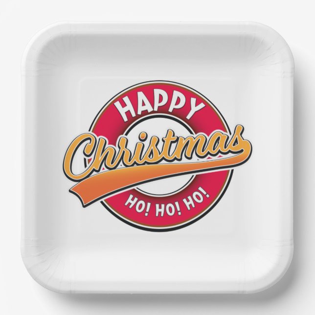 Alles Gute zum Weihnachtsfest! Ho! Ho! Pappteller (Vorderseite)