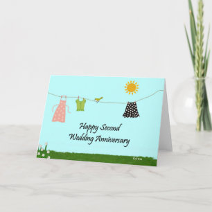 Alles Gute zum zweiten Hochzeitstag Karte