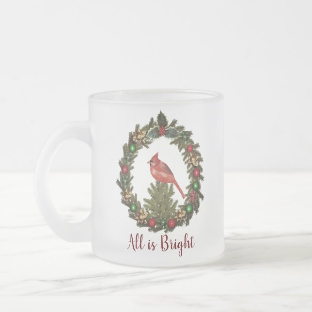 Alles in allem hellroter Kardinal Weihnachtskranz Mattglastasse (Links)