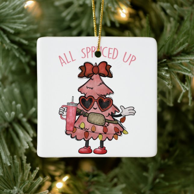 Alles in Bewegung - Funny Bougie Weihnachtsbaum Keramikornament (Baum)
