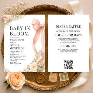 Alles in Einem Baby In Bloom Rosa Schleife Baby Sh Einladung