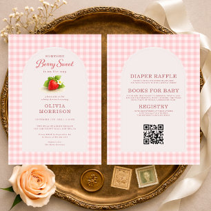 Alles in Einem Berry Sweet Gingham Baby Shower Einladung