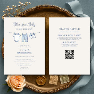 Alles in Einem Blauem Jeans Baby Baby Shower Einladung