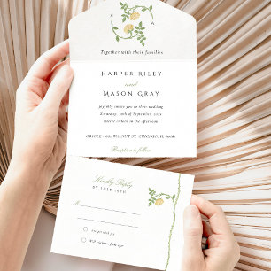 Alles-in-Einem Botanische Hochzeitseinladung und R All In One Einladung