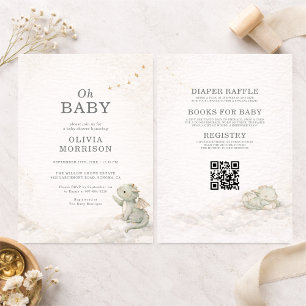 Alles in Einem Drachen-Geschichtenbuch-Baby-Shower Einladung