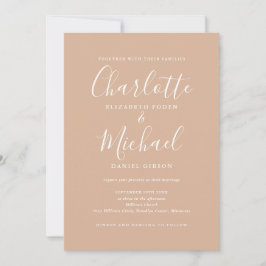 Alles in einem eleganten Tan Taupe Skript Hochzeit Einladung