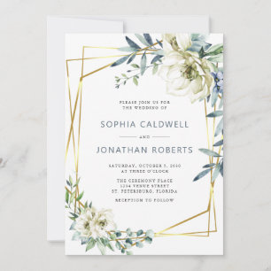 Alles in Einem Eukalyptus Floral Gold Hochzeit Einladung