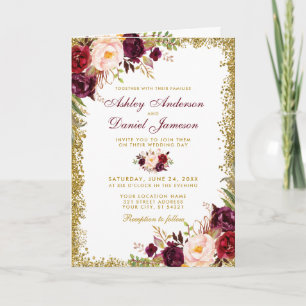 Alles in einem floralen Glitzer Hochzeitsfeier Fot Karte