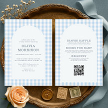 Alles in Einem Gingham Blau Jungen Baby Shower