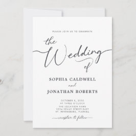 Alles in einem Karkohle-Grau-Kalligraphie-Hochzeit Einladung