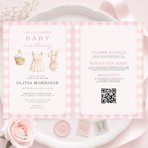 Alles in Einem Lokal Gewachsenes Mädchen Rosa Baby Einladung