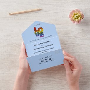 Alles in Einem LOVE Blau-Thematisierte Hochzeit zw All In One Einladung