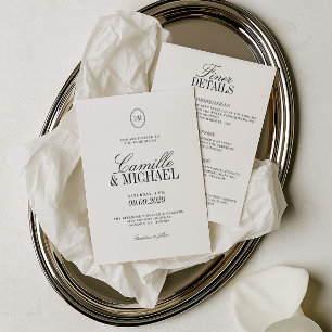 Alles in Einem Monogramm Moderne Hochzeit  Einladung