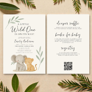 Alles in Einem QR-Code Wild One Safari Baby Shower Einladung