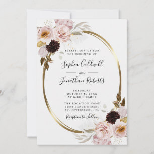 Alles in einem Rosa Rosen Gold Rahmen Hochzeit Einladung