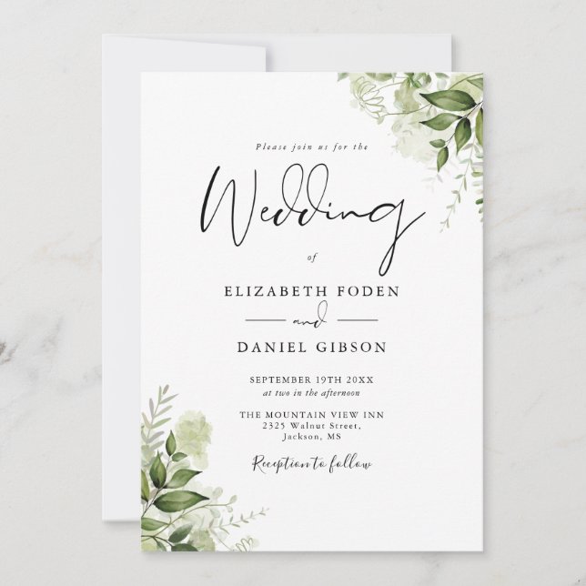 Alles in einem rustikalen Blätter Hochzeit Einladung (Vorderseite)
