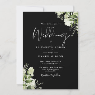 Alles in Einem Schwarz-Weiß-Grün-Foto-Hochzeit Einladung