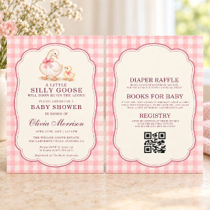 Alles in Einem Silly Goose Rosa Schleife Baby Show Einladung