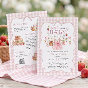 Alles in Einem Strawberry Berry Sweet Baby Shower Einladung
