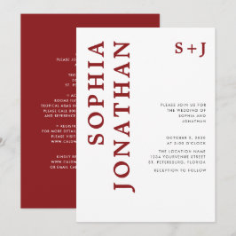 Alles in einer Burgundy-Fett-Typografie-Hochzeit Einladung