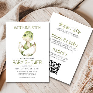 Alles in einer Dinosaurier-Hatching Bald Baby Dusc Einladung