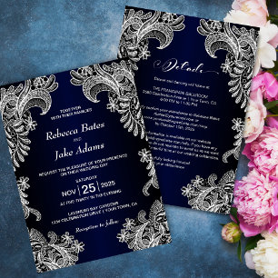 Alles in einer eleganten Blue-Hochzeit Einladung