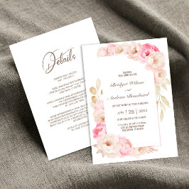 Alles in einer eleganten rosa Blumenhochzeit Einladung