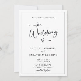 Alles in einer eleganten Schwarz-Weiß-Hochzeit Einladung