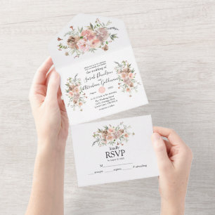Alles in einer Hochzeit Einladungen Rosa Mauve Flo