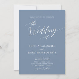 Alles in einer Kalligrafie Trendy Dusty Blue Weddi Einladung