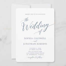 Alles in einer Kalligrafie Trendy Dusty Blue Weddi Einladung