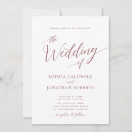 Alles in einer Kalligrafie Trendy Dusty Rose Weddi Einladung