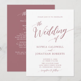 Alles in einer Kalligrafie Trendy Dusty Rose Weddi Einladung