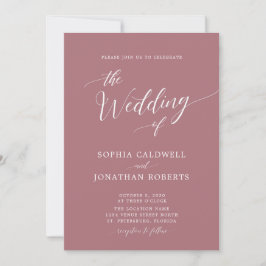 Alles in einer Kalligrafie Trendy Dusty Rose Weddi Einladung