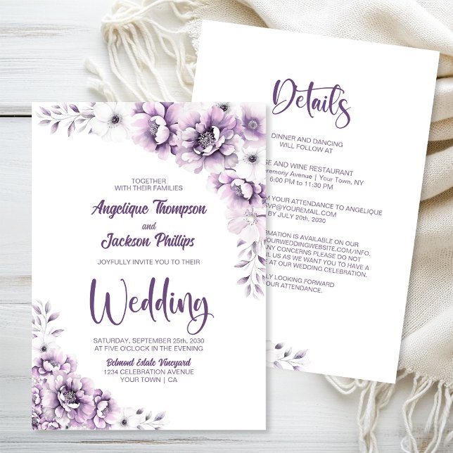 Alles in einer rosa Blumenhochzeit Einladung (Von Creator hochgeladen)