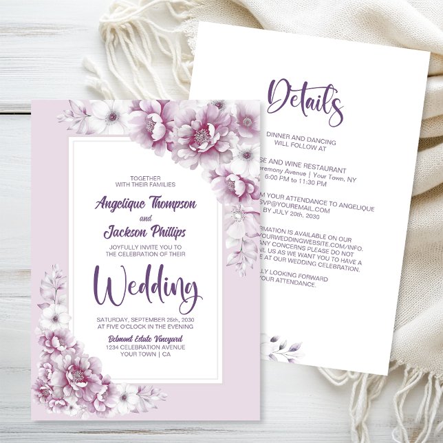 Alles in einer rosa Blumenhochzeit Einladung (Von Creator hochgeladen)