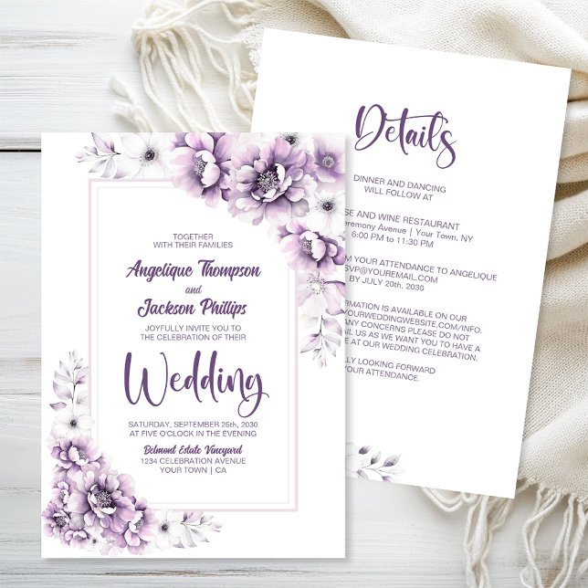 Alles in einer rosa Blumenhochzeit Einladung (Von Creator hochgeladen)