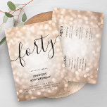 Alles in einer Rose Gold Glitzer Lights 40 Geburts Einladung<br><div class="desc">Elegante Glam Rose Gold Glitzer Lights 40. Geburtstagsschrift All in One Einladung Vorlage mit funkelnden Lichtern und modernen Typografie-Skripten.</div>
