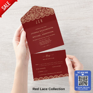 Alles in einer rustikalen Red Gold Hochzeit mit UA All In One Einladung