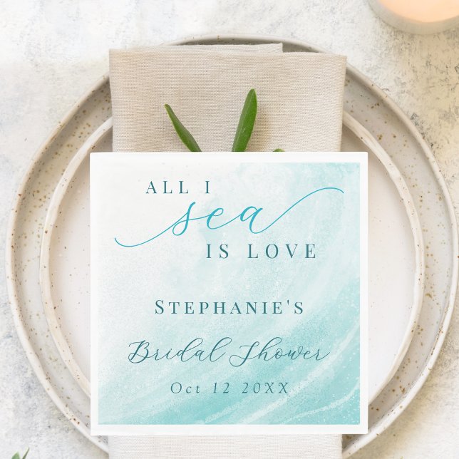 Alles in Meer ist Liebe Aquamarin Ocean Beach Brau Serviette (Von Creator hochgeladen)