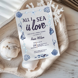 Alles in Meer ist Liebe Brautparty Aquarellmeere Einladung