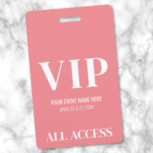 Alles inklusive Mädchen-Pink einfaches VIP-Event Ausweis